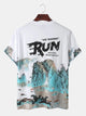 T-Shirt Printed With Naturally Environment Of Hills And River
