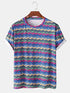 Horizontally ZigZag Short Sleeves Printed T-Shirt