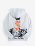 Mens Ukiyo Carp Back Print Casual Pullover Kangaroo Pocket Hoodie