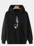 Mens 100% Cotton Astronaut Planet Print Drop Sleeve Pouch Pocket Drawstring Hoodies