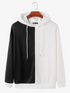 Mens Two Tone Contrast Color Patchwork Drawstring Pullover Hoodie