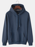 Mens Solid Color Cotton Casual Loose Drawstring Hoodies With Kangaroo Pocket