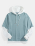 Mens Cotton Faux Twinset Doctor Sleeve Drawstring Pullover Hoodie