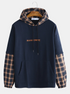 Mens Funny Patchwork Plaid Double Sleeve Design Hoodies