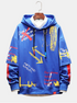 Mens Funny Cartoon Slogan Double Sleeve Drawstring Hoodies