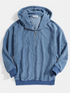 Mens Corduroy Solid Color Vintage Zipper Front Casual Hoodies With Pocket