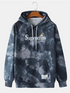 Mens Tie-Dye Letter Chest Print Loose Daily Kangaroo Pocket Pullover Hoodies