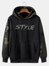 Mens Camo Patchwork Letter Cheat Print Loose Muff Pocket Drawstring Hoodies
