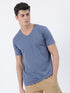 Slate Blue Plain Short Sleeve Casual T-Shirt