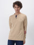 Beige Plain Long Sleeve Casual T-Shirt