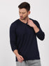 Navy Plain Long Sleeve Casual T-Shirt
