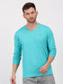 Teal Blue Plain Long Sleeve Casual T-Shirt