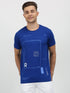 Royal Blue Chest Print Short Sleeve Casual T-Shirt
