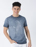 Navy Printed Short Sleeve Casual T-Shirt