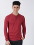 Maroon Melange Plain Long Sleeve Casual T-Shirt