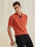 Orange Printed Stretch Polo