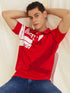 Red Chest Print Stretch Polo