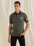 Green Chest Print Stretch Polo