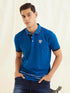 Blue Chest Print Stretch Polo